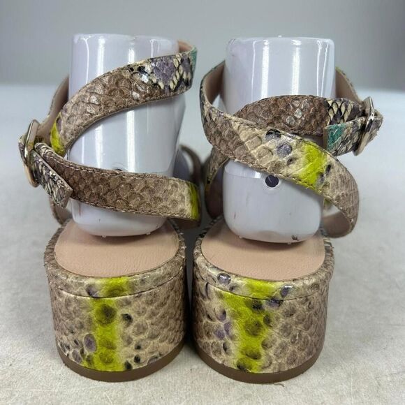 Kate Spade New York Lucia Ankle-Strap Sandals US 9.5 B Lemon Snakeskin Shoes - Picture 5 of 10